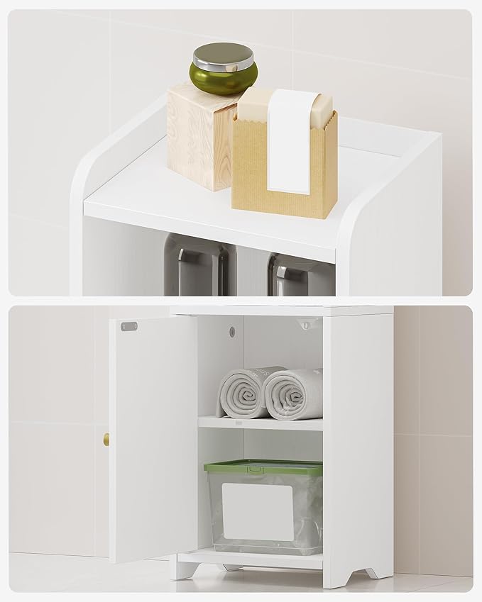 Hzuaneri Bathroom Storage Cabinet, Corner Floor Cabinet with Doors and Adjustable Shelf, Narrow Toilet Paper Cabinets, Bathroom Organizer for Small Spaces, White BC29713X