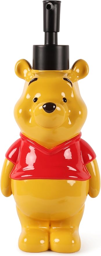 Jay Franco Kids Soap Dispenser – 8" Resin Hand Lotion Pump, Bathroom & Kitchen Decor, Official Licensed Product, Yellow - Winnie The Pooh