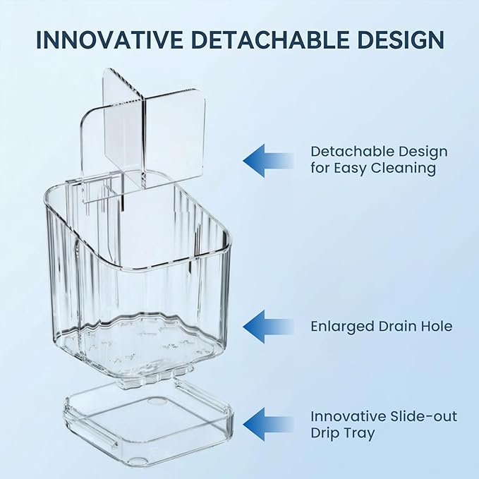 Bathroom Toothbrush Holder, Three Compartment Detachable Toothbrush Holder Wall Mounted, Toothbrush Storage Rack for Bathroom/Kitchen/Office