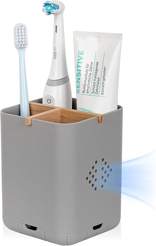 Toothbrush Holders for Bathrooms, Electric Toothbrush Holder Kids Toothbrush and Toothpaste Organizer for Countertop Vanity Accessories Storage (3 Slots Grey)