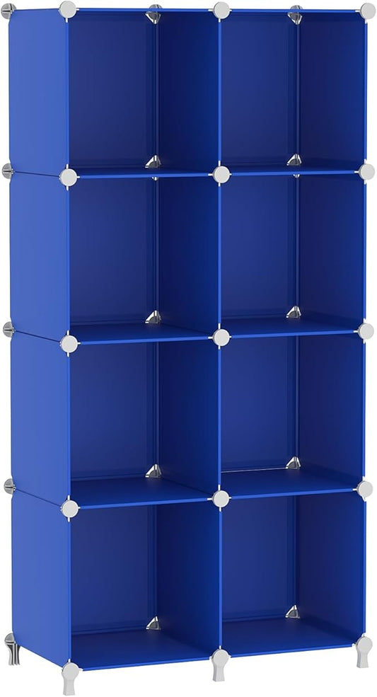 AWTATOS Cube Storage Organizer, 8 Cube Closet Organizers and Storage Shelves, DIY Stackable Bookshelf for Bedroom, Home, Admiral Blue