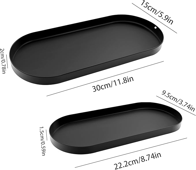 2 Pieces Metal Toilet Tank Tray,Black Bathroom Counter Tray for Toilet,Unique Toiletries Toilet Paper Storage,Organizer for Bathroom,Living Room,Kitchen, Bathroom Accessories Gifts