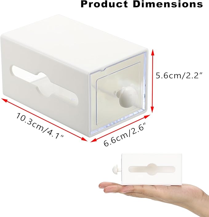 Qtip Holder Plastic Bathroom Dispenser Accessories Storage Canister Wall Mounted Apothecary Jar for Q-tip Cotton Swab Balls Pads Small Vanity Organizer with Double-sided Drawer