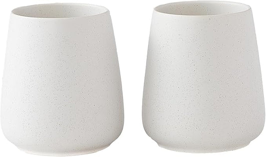 Speckled White Toothbrush Holder Set - 2Pcs Bathroom Ceramic Tooth Brushing Holders, Toothbrush Cup, Toothpaste Organizer for Countertop, Makeup Brush Holder, Pen Holder for Home Desktop Storage