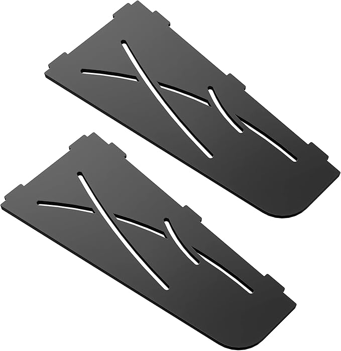 Qeke Shower Corner Shelf 304 Stainless Steel 12" Corner Shelf Bathroom Shampoo Holder for Shower Floating Corner Shelf for Wall, No Drilling, Matte Black, 2 Pack
