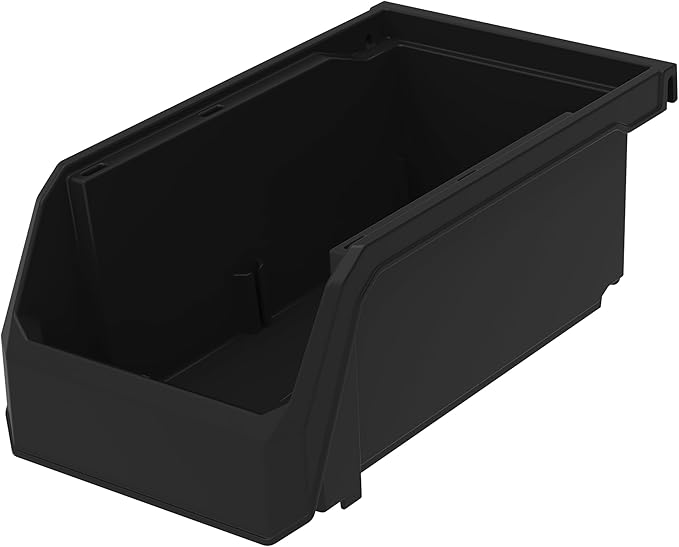 ReadySpace Plastic Containers for Organizing and Storage Bins for Drawers, Desks, Office Organization, and Garage, Stackable Bins, Small (3" x 7" x 4"), 12-Pack, Black