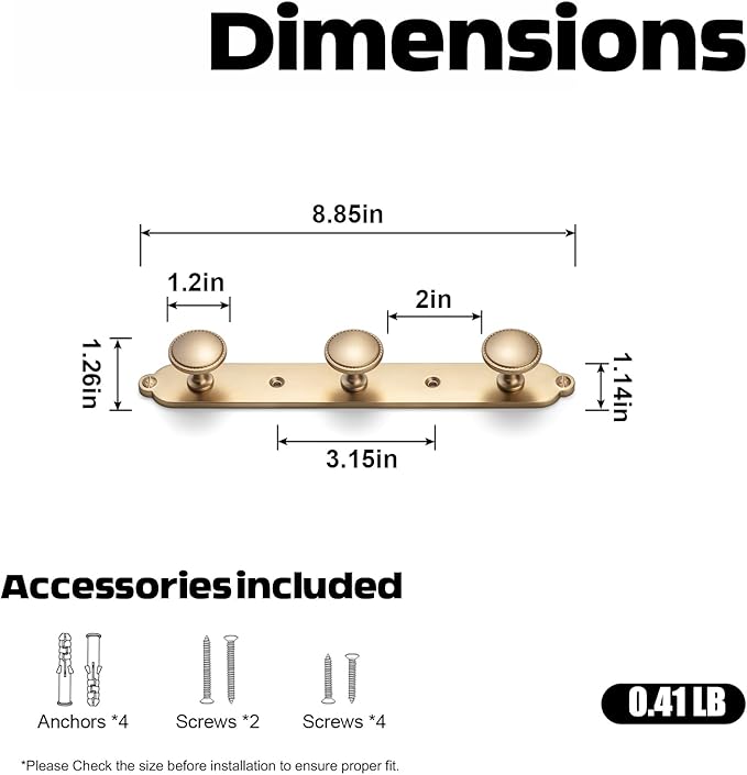 Goo-Ki Champagne Bronze Coat Rack Wall Mount with Keelplate Backplate, Modern Heavy Duty Zinc Alloy Coat Hooks, Soft Gold Hat and Towel Hanger Rail for Entryway, Bathroom and Mudroom (3 Hooks)