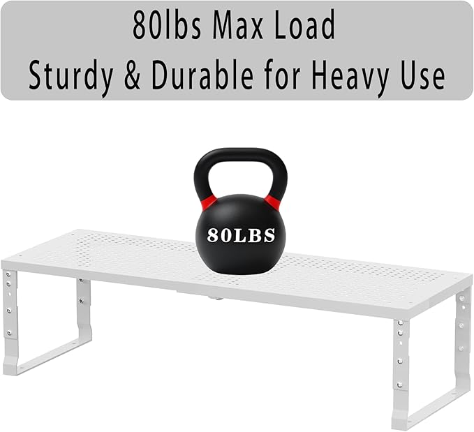 Metal Stackable Expandable Storage Rack, Adjustable Under Sink Shelf & Countertop Space Saving, Heavy-Duty Pantry Storage, Suitable for Kitchens, RV, Bathrooms, Workshops or Offices