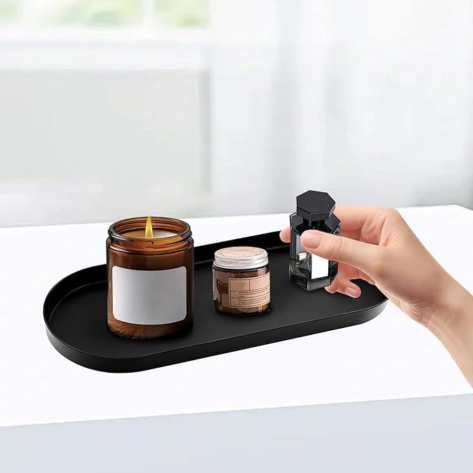 2 Pieces Metal Toilet Tank Tray,Black Bathroom Counter Tray for Toilet,Unique Toiletries Toilet Paper Storage,Organizer for Bathroom,Living Room,Kitchen, Bathroom Accessories Gifts