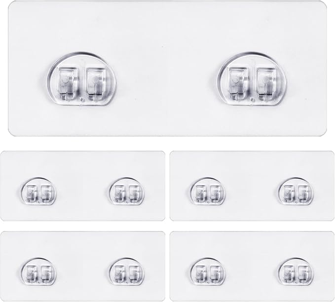 5 Pack Shower Caddy Adhesive - Replacement, Transparent Adhesive Hooks Stickers, Strong Hook Strip for Shower Caddy Basket Shelf, Soap Holder, Bathroom Storage Racks and Kitchen Racks