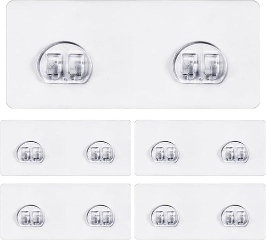 5 Pack Shower Caddy Adhesive - Replacement, Transparent Adhesive Hooks Stickers, Strong Hook Strip for Shower Caddy Basket Shelf, Soap Holder, Bathroom Storage Racks and Kitchen Racks