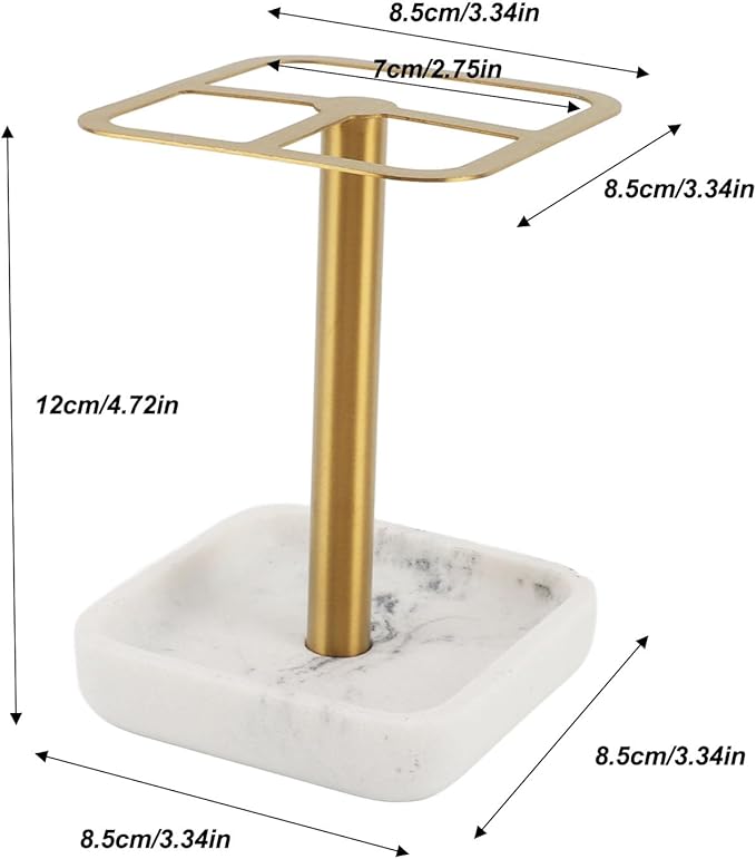 Toothbrush Holder Stainless Steel Bathroom Toothbrush Storage Organizer Toothpaste Holder Stand Rack for Bathroom Vanity, Countertops (Gold)