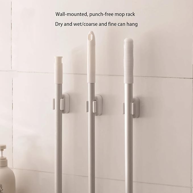 4PCS Toothbrush Holder Wall Mounted,Electric Toothbrush Holder Wall Mounted,Adjustable Hanging Mop Rack，Self Adhesive Electric Toothbrush Organizer for Bathroom,Multi-Function Holder for Dorm