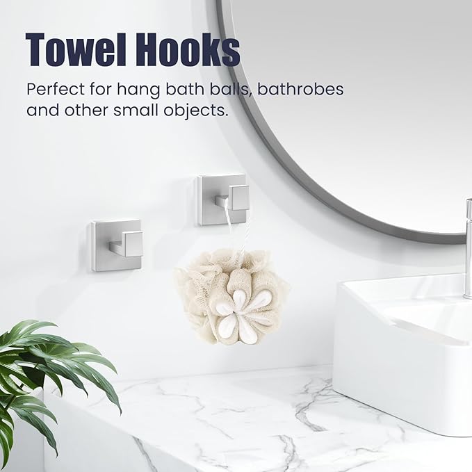 Bathroom Hardware Accessories Set: Bath Towel Bar Set, Towel Racks for Bathroom Wall Mounted, SUS304 Stainless Steel (Brushed Nickel, 10-Pieces)