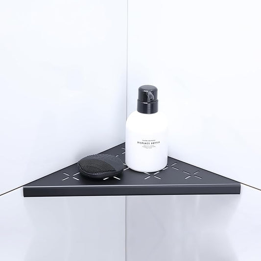 10" Corner Shower Shelf, 1-Pack Shower Shelves SUS304 Stainless Steel Bathroom Shelves for Tile Walls, Recessed Corner Shelf Organizer Rack, No Drilling (Matte Black)