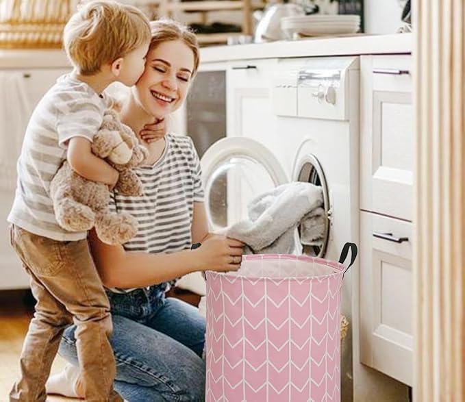 Round Laundry Hamper Storage Basket Fabric Material Storage Hamper Organization Basket, Storage Bin, Gift Box with Handles for Room