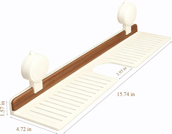 Bathroom Storage Shelves Floating,Modern Kitchen Organizer Faucet Shelf,No Mounted Shower Sink Caddy Organizers,Toothbrush soap Rack (Cream Color, 16 inch)