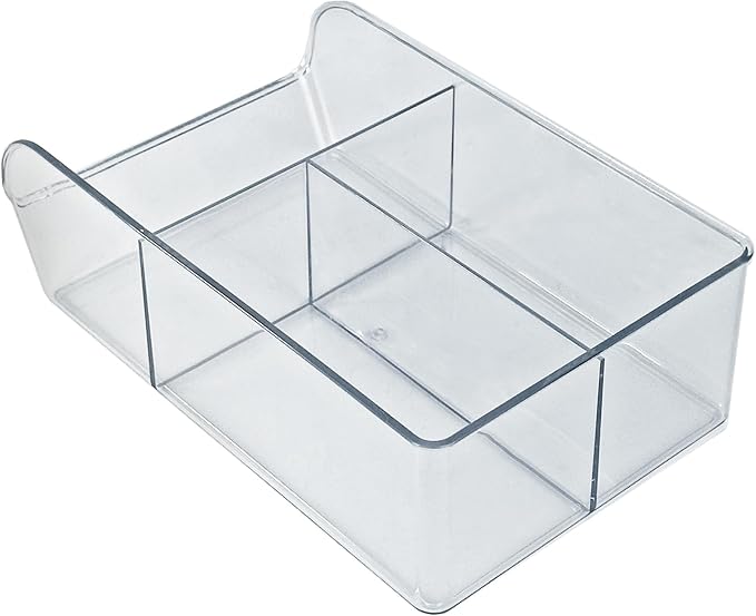 Azar Displays 556752-4PK Clear Storage Bin with Dividers Multi-Compartment Stackable Organizer for Kitchen Bathroom Pantry and Office BPA-Free Plastic (Pack of 4)