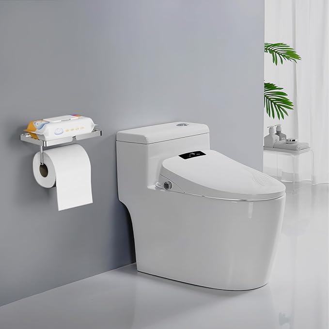 Toilet Paper Holder with Wipes Holder, Self Adhesive Toilet Rolls Holder Without Drilling, Rustproof Stainless Steel