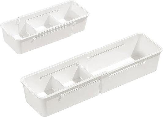 Adjustable Sliding Drawer Organizer Bin - 2 PCS Deep Drawer Organizer Bin Expandable Kitchen Organizer Trays for Kitchen Utensils, BBQ Tools, Home, Office, Makeup Storage Tools, 2PCS