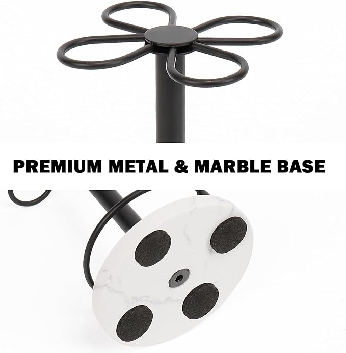 Toothbrush Holder Stand for Bathroom, Metal Toothbrush Organizer with Marble Base, Toothbrush Storage Collection for Family, Suitable for Home Hotel Countertop Vanity (Small, Matte Black)
