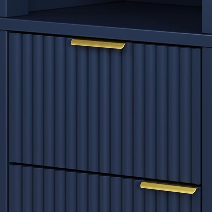 XIAO WEI 68" Tall Bathroom Storage Cabinet, Narrow Bathroom Storage Cabinets with 3 Adjustable Shelves, Slim Wooden Storage Cabinet with 1 Drawer & Door for Bathroom, Blue