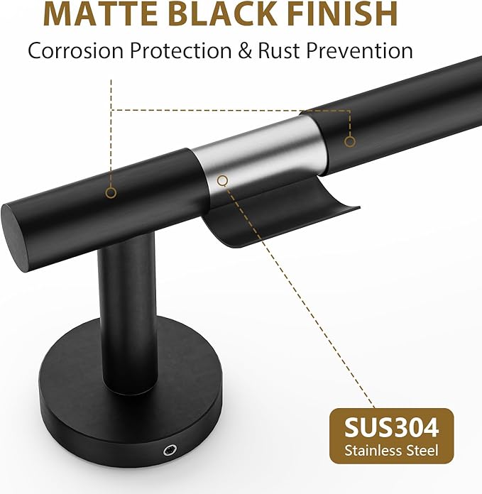 Luxbaro Matte Black Towel Bar 30 Inch, Thicken Towel Rack for Bathroom Wall, SUS304 Stainless Steel Towel Rod, Modern Home Decor (Total Length 32-Inch)
