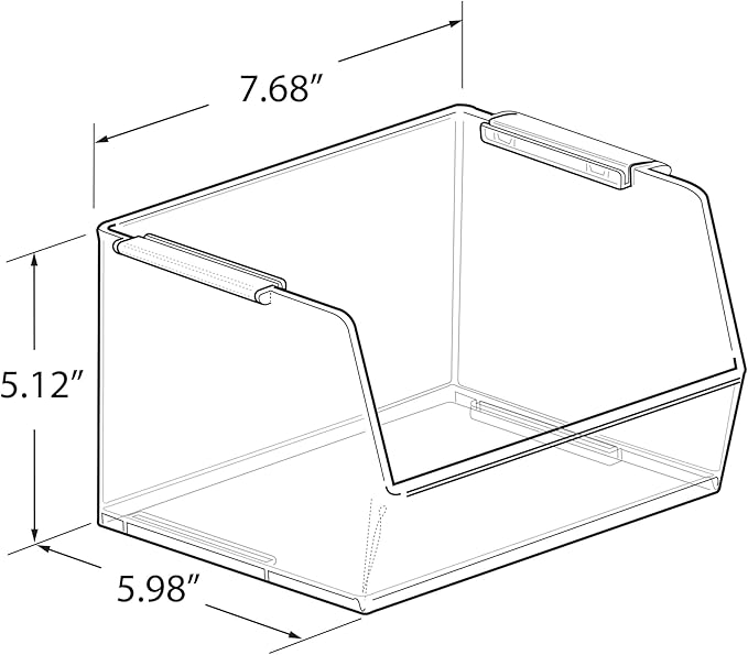 Azar Displays 556710-4PK Small Clear Stackable Bin Compact Transparent Organizer for Pantry Drawer Bathroom and Desk BPA-Free Plastic (Pack of 4)