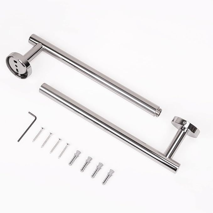 HITSLAM Chrome 18 Inch Towel Bar for Bathroom, SUS304 Stainless Steel Bathroom Towel Rack Wall Mounted, Modern Home Decor Bath Towel Holder with Hardware Accessories (Total Length 19.8 Inch)
