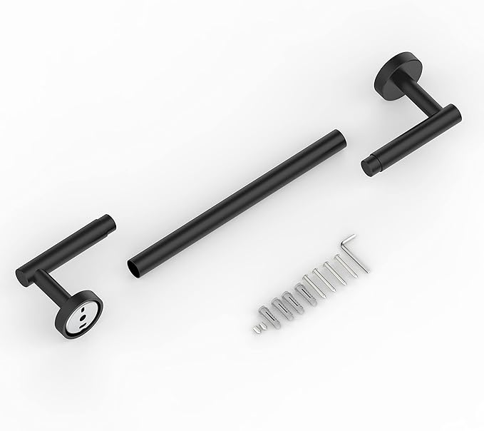 RARXTR Towe Bar for Bathroom Kitchen Hand Towel Holder Dish Cloths Hanger SUS304 Stainless Steel RUSTPROOF Wall Mount (Matte Black 18-inch Center to Center)