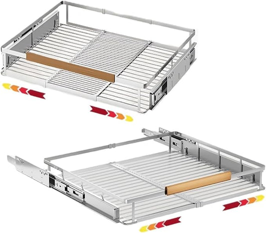 2 Pack Expandable Pull Out Cabinet Organizer，Side Mounting 17.1~28"x22.5"Cabinet Pull Out Shelves, Expandable Slide Out Spice Rack for Kitchen Bathroom Office