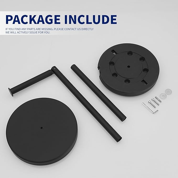 BWE Matte Black Toilet Paper Holder Stand Modern Tissue Roll Holder Storage for 4 Rolls of Paper, Stainless Steel Free Standing Toilet Paper Holder Bathroom Accessories with Weighted Base