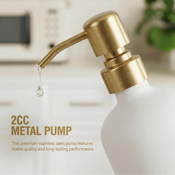 MOMEEMO Shampoo and Conditioner Dispenser Set with Tray, Refillable Shampoo Conditioner Body Wash Dispenser for Shower, Empty Shampoo Bottles with Pump, Bathroom Shower Soap Dispenser Set (Gold)