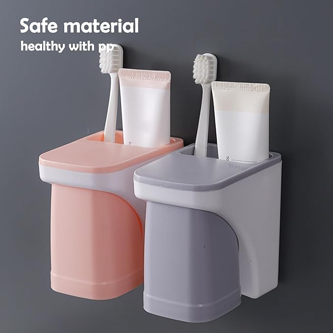 Toothbrush Holder for Bathroom，Wall Mounted Magnetic Suction Cup Set, sgzscl Bathroom Storage Organizer Space Saving for Family Daily Use (Square Blue)