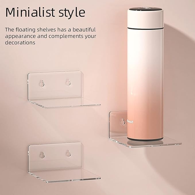 Acrylic Wall Shelves for Storage,Floating Shelf,Acrylic Display Shelves,Ledges for Pop Figures,Plant,Picture Photo for Bedroom Decor Living Room