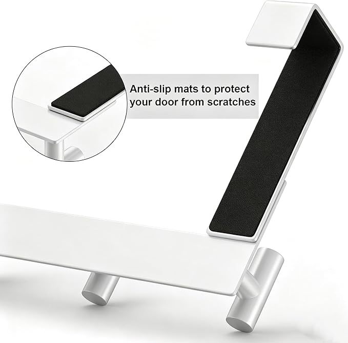 PMMASTO Over The Door Hooks, Fits 1-3/4" Thick Door No Drill Hooks for Closet Bathroom Bedroom Organization, Hanger for Coat Towel Robe (White, 4 T-Hooks)