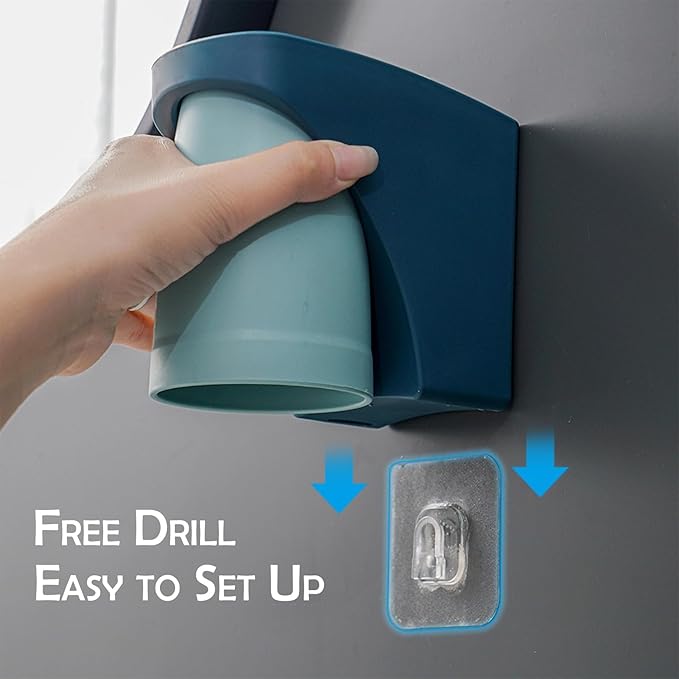 Magnetic Cup 2 in 1 Toothbrush Holder for Bathroom,Wall Mounted Drill-Free Electric Toothbrushes Storage Organizer Space Saving, for Waterpik Oral-B, Family Father Mother and Son/Daughter (Rosepink)
