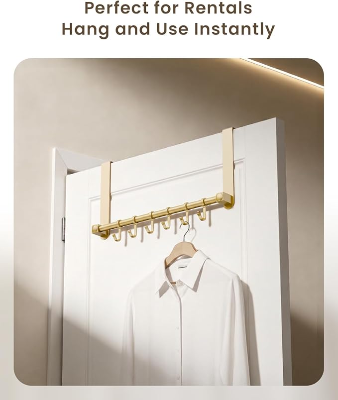 BOF Heavy Duty Over The Door Hooks, Moving 6 Door Hooks for Hanging, Over the Door Hanger Organizer for Bathroom