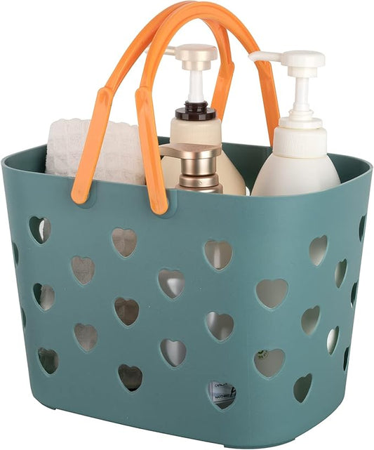 Anyoifax Portable Shower Caddy Tote Plastic Storage Basket with Handle Box Organizer Bin for Bathroom, Pantry, Kitchen, College Dorm, Garage - Blue