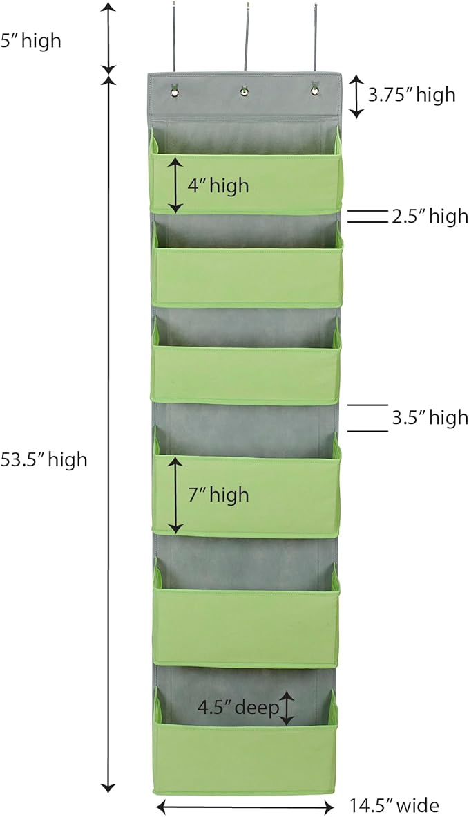 Household Essentials 2167-1 Over-the- Over-the-Door Organizer, Green