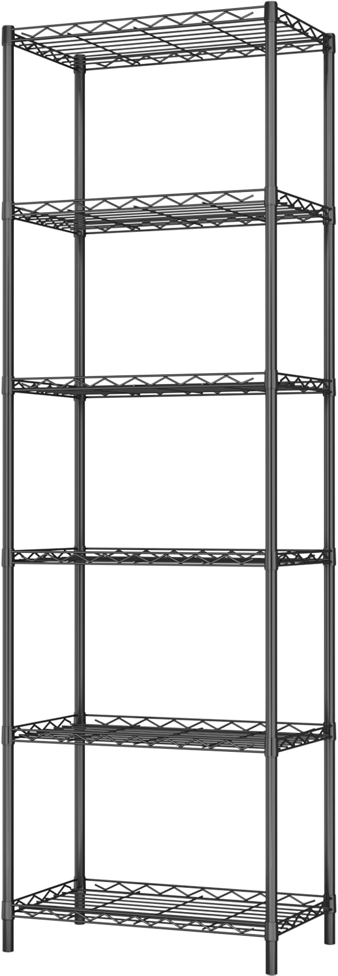 HOMEFORT 6-Tier Storage Shelves, Heavy Duty Metal Storage Rack, Wire Shelving Unit Organizer Rack for for Pantry Closet Kitchen Laundry (21”Wx11.4”Dx67”H,Black)