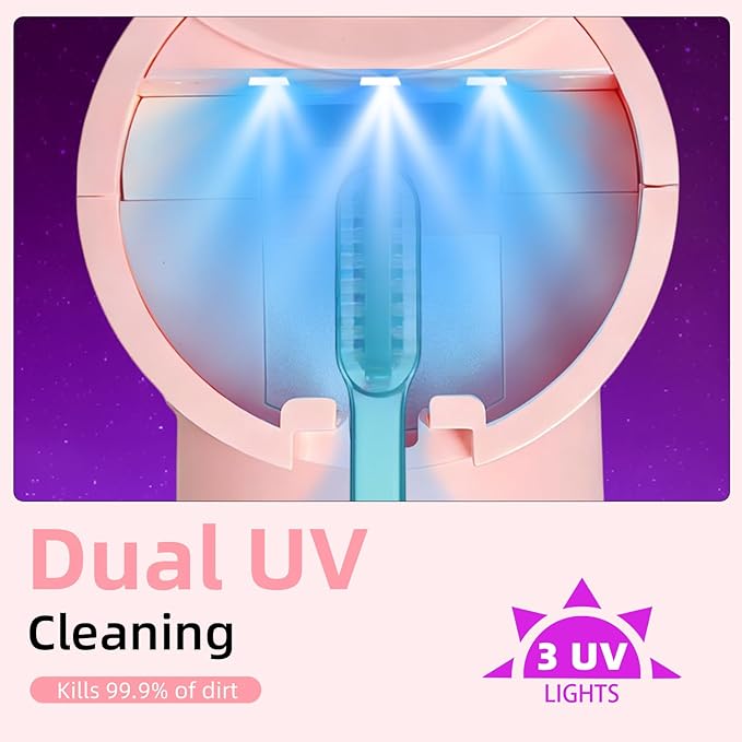 Wall Mounted Toothbrush Holder for Bathroom, 3-in-1 Electric Toothbrush Organizer for Personal Use, Smart Sensor Lid, Fast Drying, Aesthetic Bathroom Organizer with Magnetic Cup (Pink)