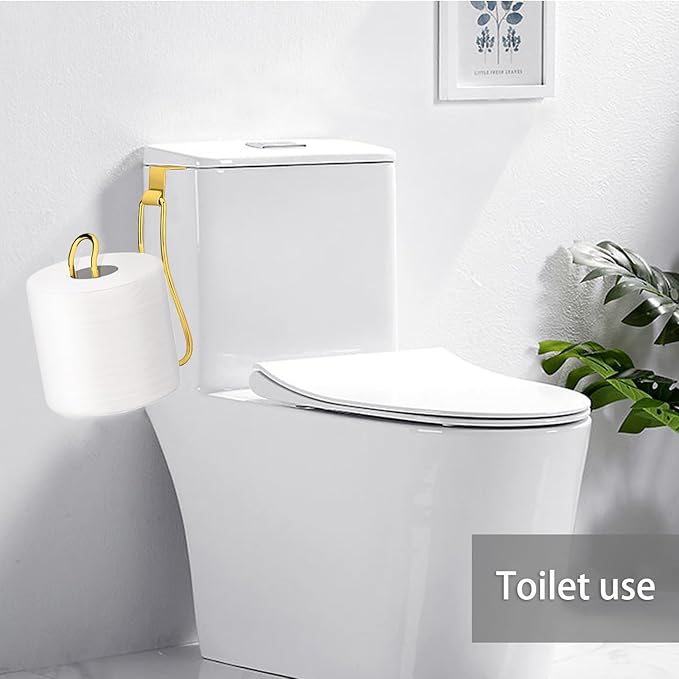 Toilet Paper Holder, Over the Tank Toilet Paper Holder, Toilet Paper Roll Holder, Bathroom Toilet Paper Storage (Gold)