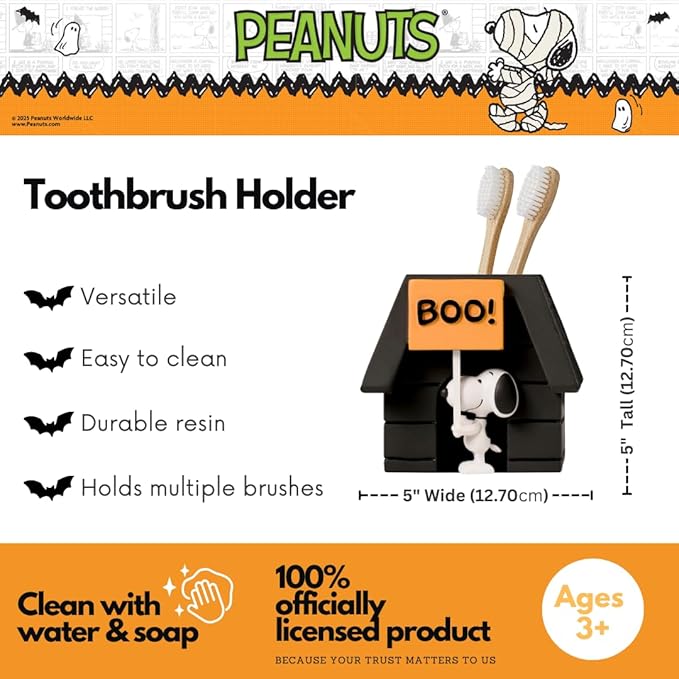 Peanuts Snoopy Halloween Toothbrush Holder - Makeup Brushes/Pens Tumbler, (Official Peanuts Product) by Franco