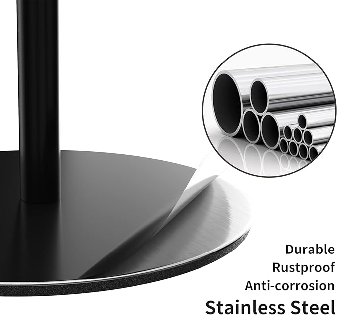 Black Toilet Paper Holder Stand and Dispenser for 4 Spare Rolls,Stainless Steel Free-Standing Toilet Tissue Paper Roll Storage Shelf, Bathroom Accessories