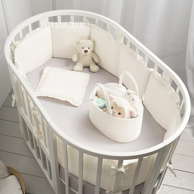 Diaper Caddy Organizer, Empty Gift Basket for Newborn Essentials, Baby Storage Basket, Stylish Gift Bag for Baby Shower, Boys and Girls - Large, Off White