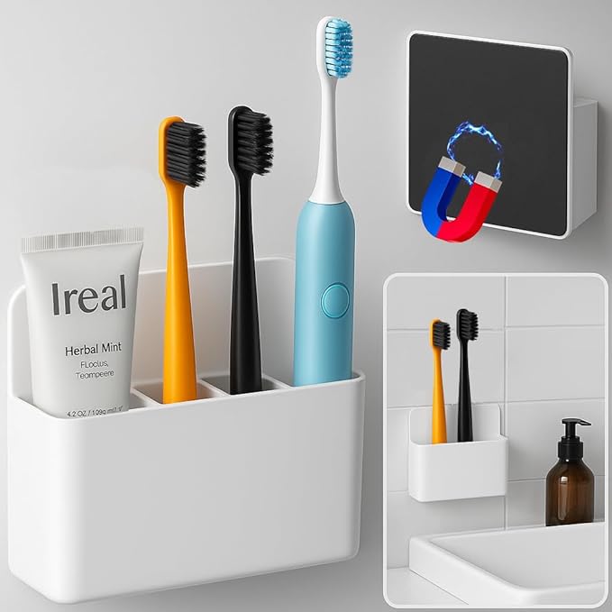 Magnetic Toothbrush Holder for Cruise Ships, Wall-Mounted Bathroom Organizer, Compact Travel Accessories, Cruise Essentials 2025&2026