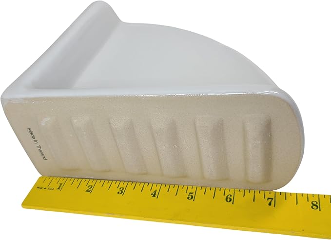 Snow White Ceramic Tile Shower Corner Shelf Tray Soap Dish Shampoo Caddy Vintage Mid Century Modern Retro
