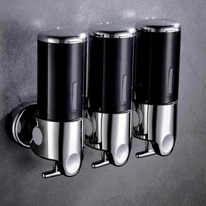 3 in 1 Chamber Wall Mounted Bathroom Shower Pump Dispenser and Organizer-Holds Shampoo, Soap, Conditioner, Shower Gel, for Bathroom Kitchen Hotel (3 Chamber