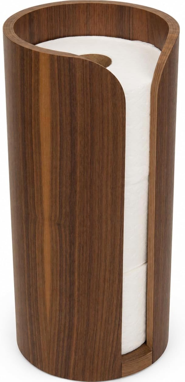 Plywood Free Standing Toilet Paper Holder. Toilet Tissue Storage Made from Wood. Compatible with Mega Rolls (Walnut)